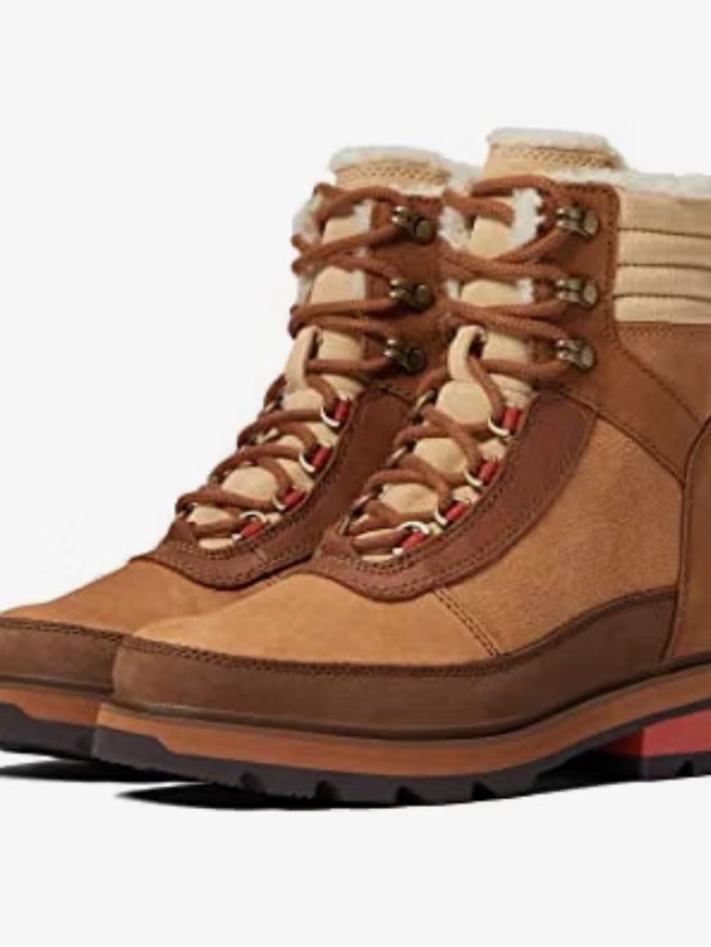 NWOT-Sorel Women's Chestnut and Beige Lace-Up Winter Boots